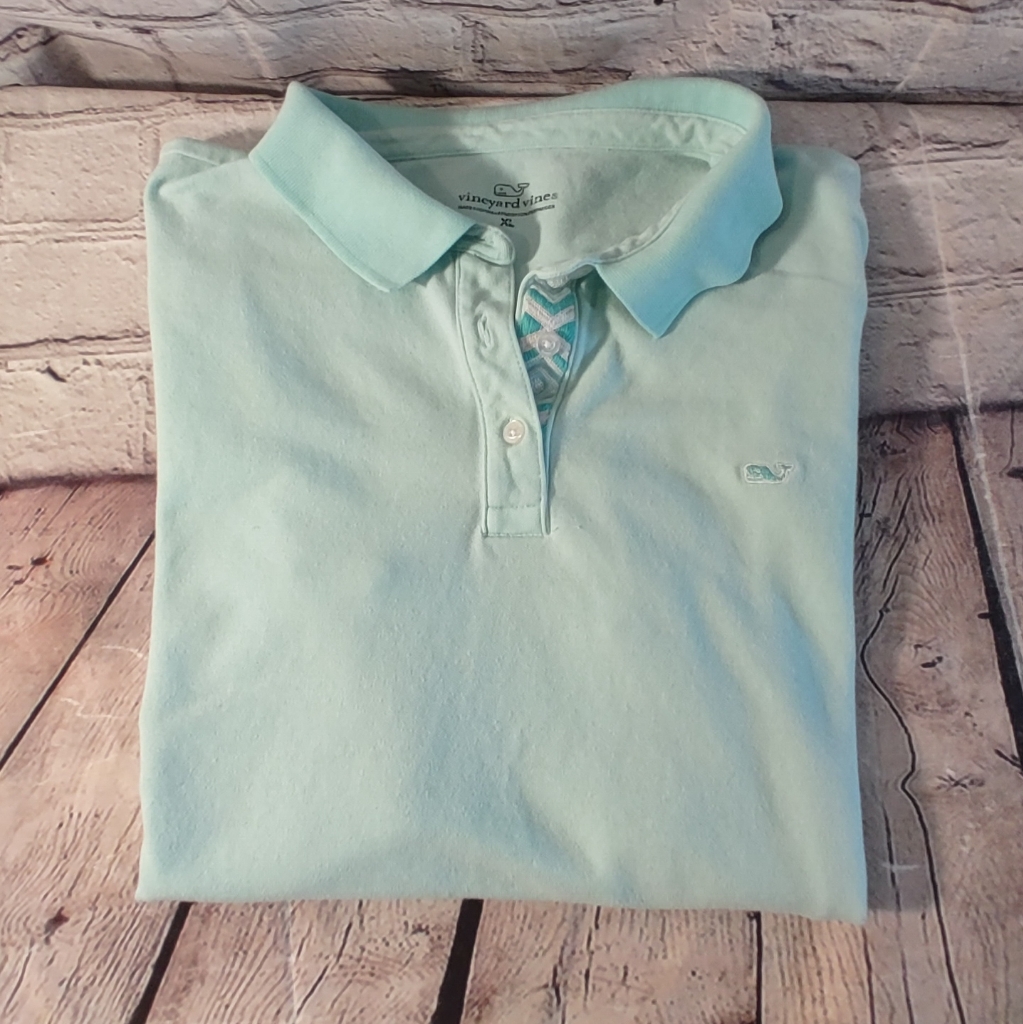 Vineyard Vines Polo Rare Embroidered Collar Xl Womens Blue